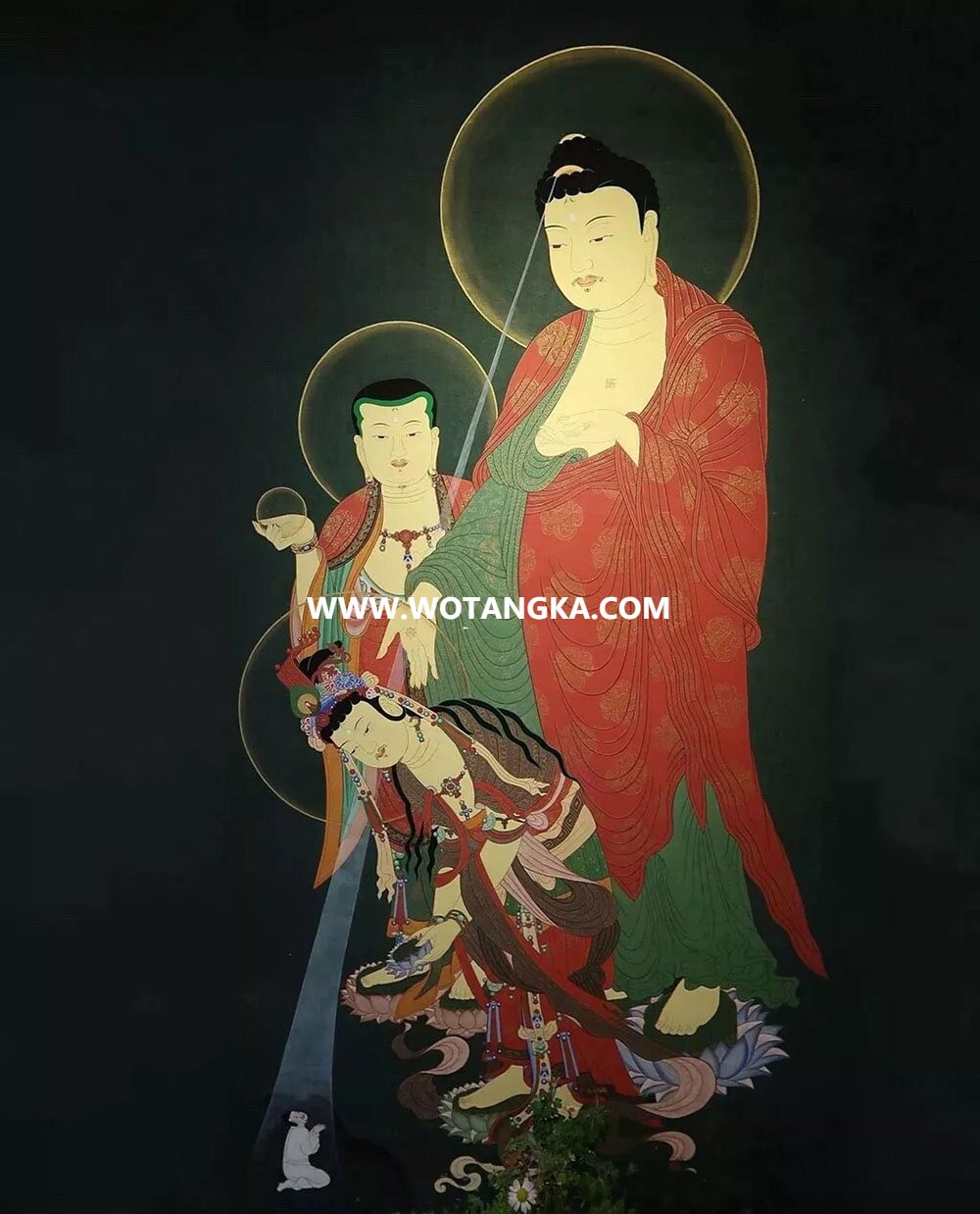 沃唐卡编号AC35874：西方三圣接引图