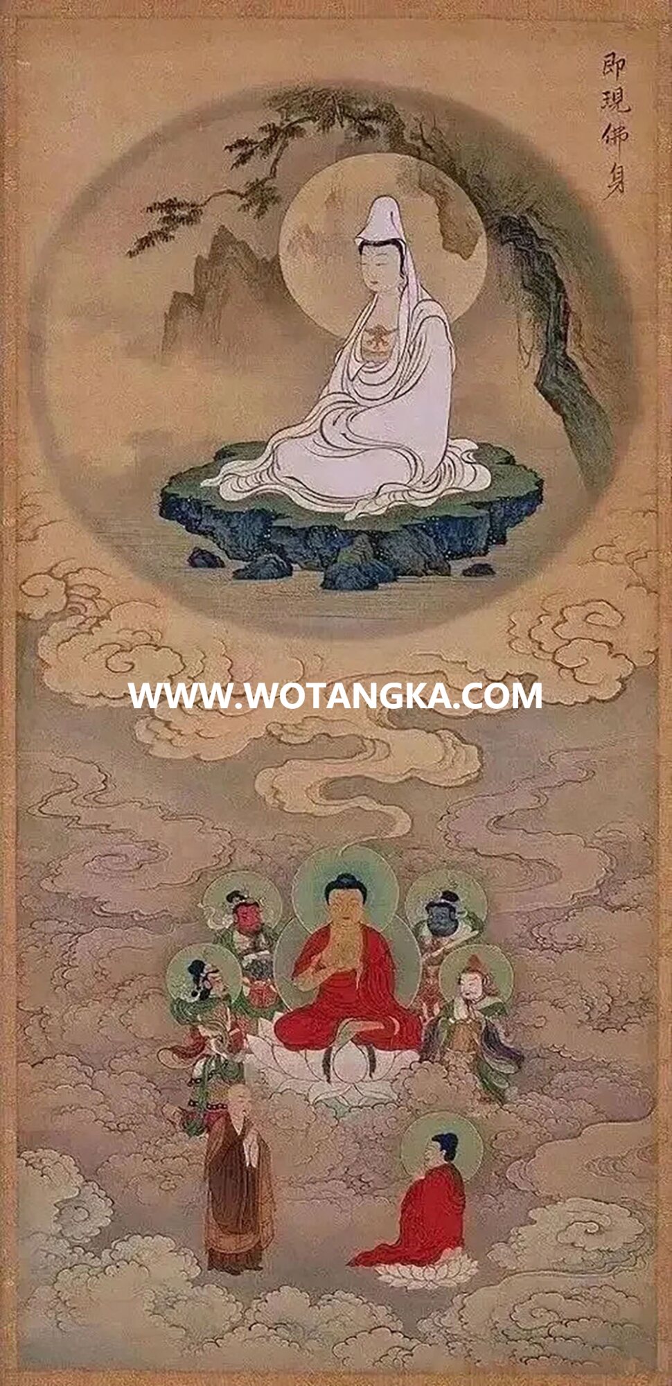 沃唐卡编号AC43125：观音菩萨即现佛身