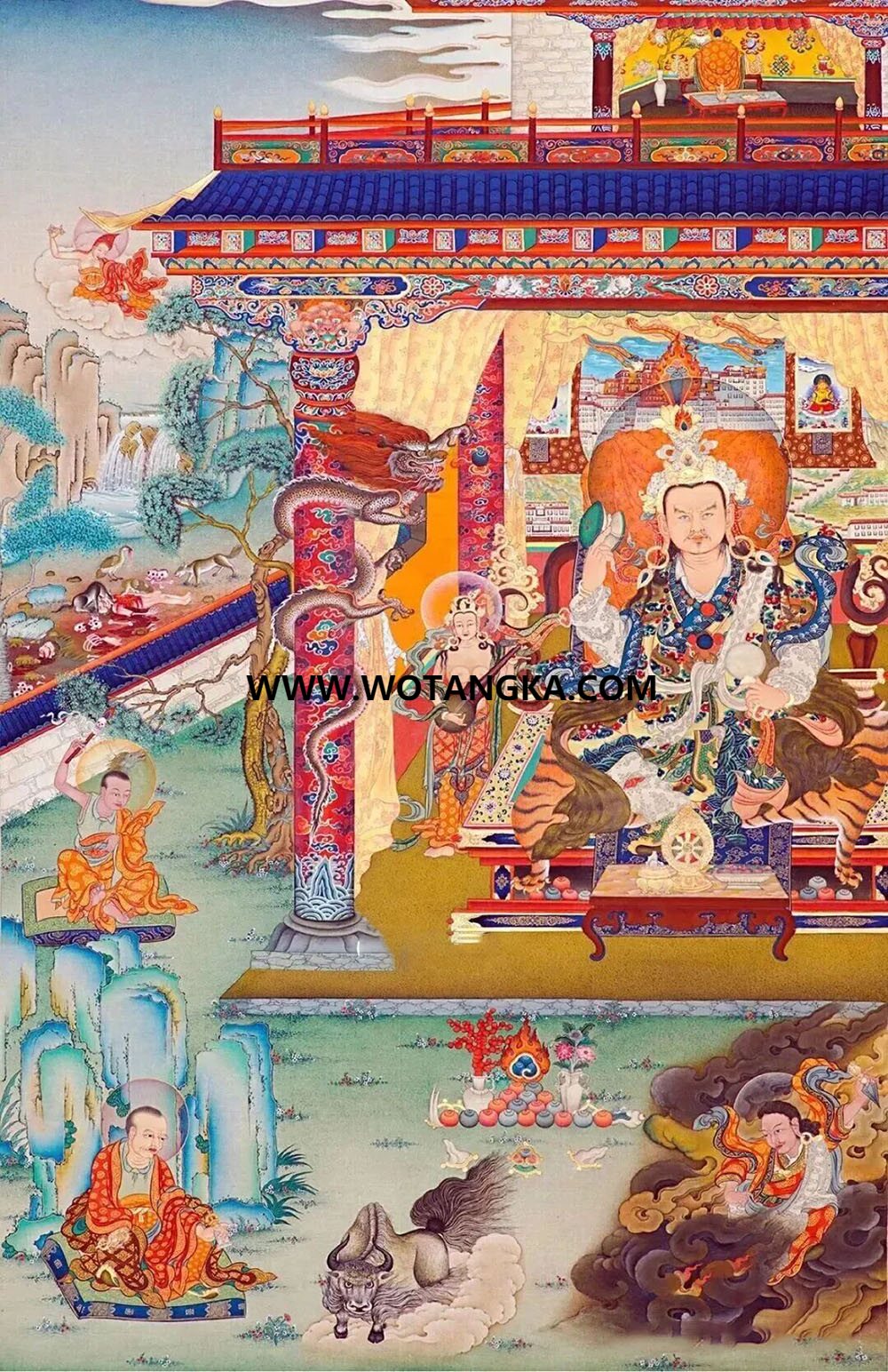 沃唐卡编号AC47541：莲花生大师八变之莲花王