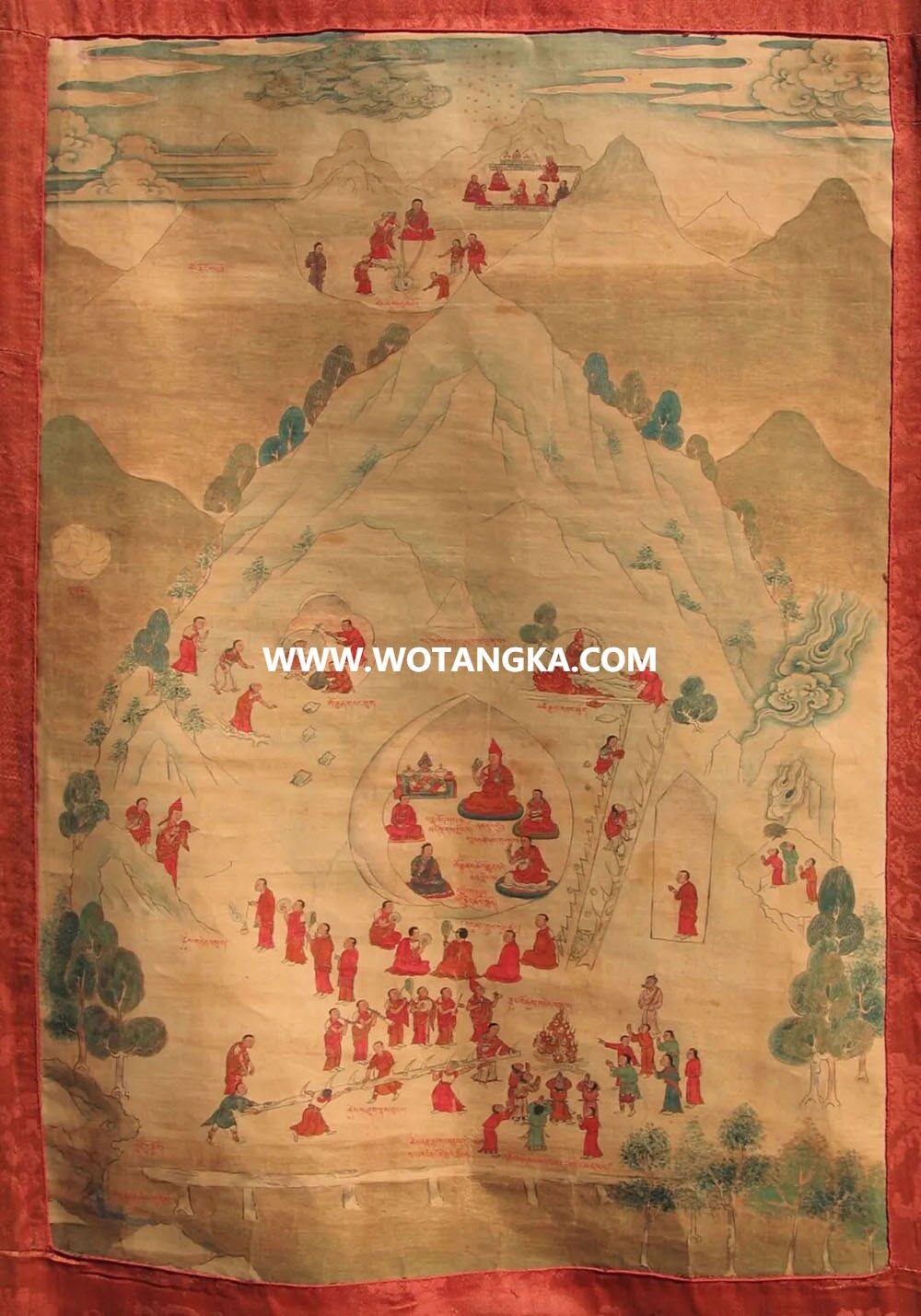 沃唐卡编号AC51142：秋吉林巴虎穴开启伏藏现场记录图