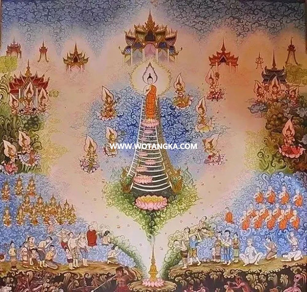 沃唐卡编号AC51324：佛陀天降图