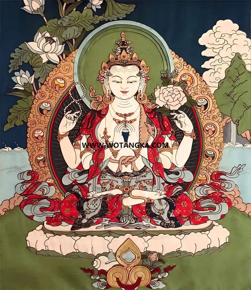 沃唐卡编号AC51423：四臂观音