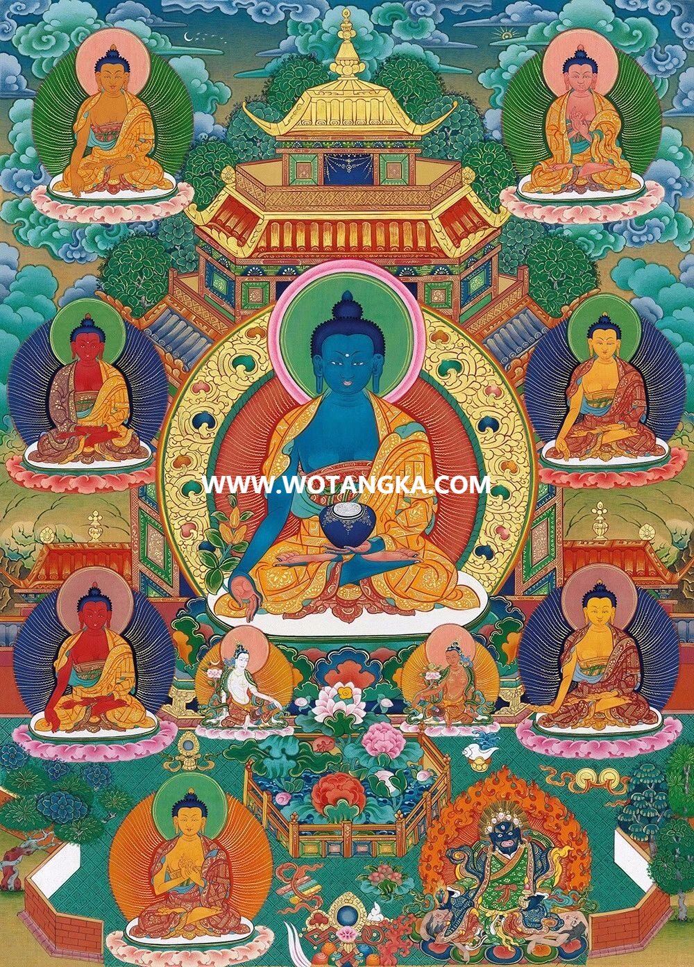 沃唐卡编号AC51603：七佛药师