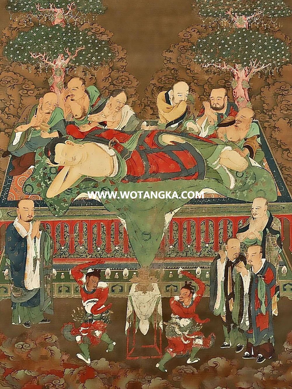 沃唐卡编号AC52341：佛陀涅槃图