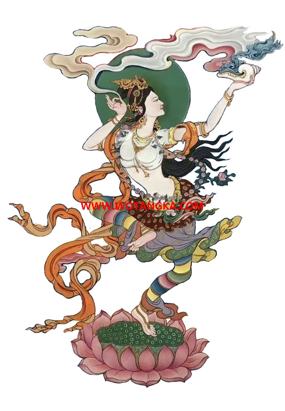 沃唐卡编号AC53412：舞乐天女