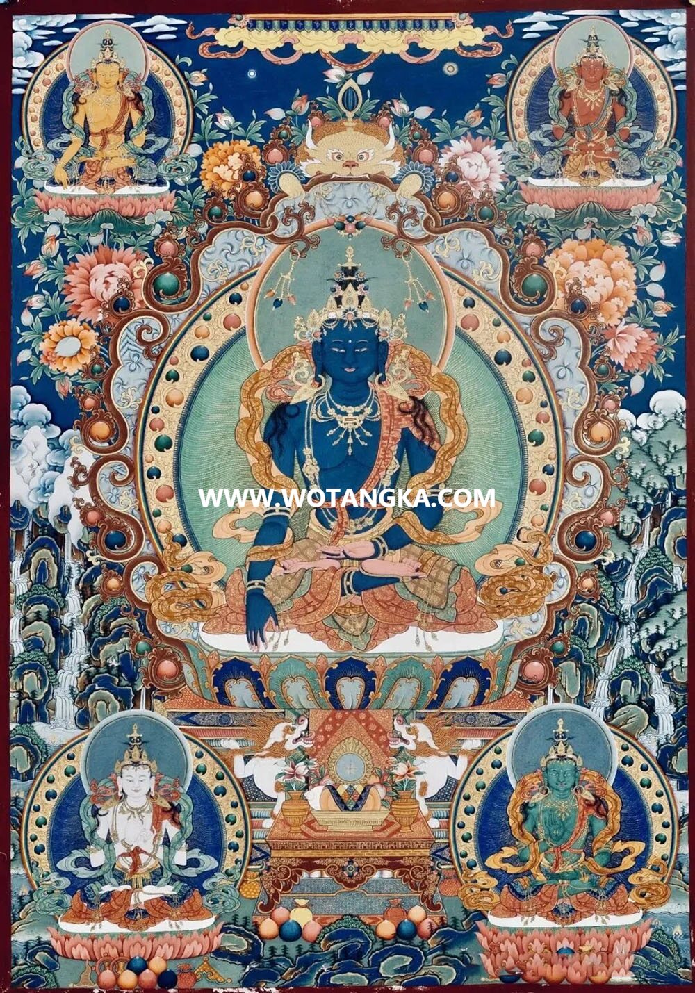 沃唐卡编号AC53421：金刚不动佛五方佛