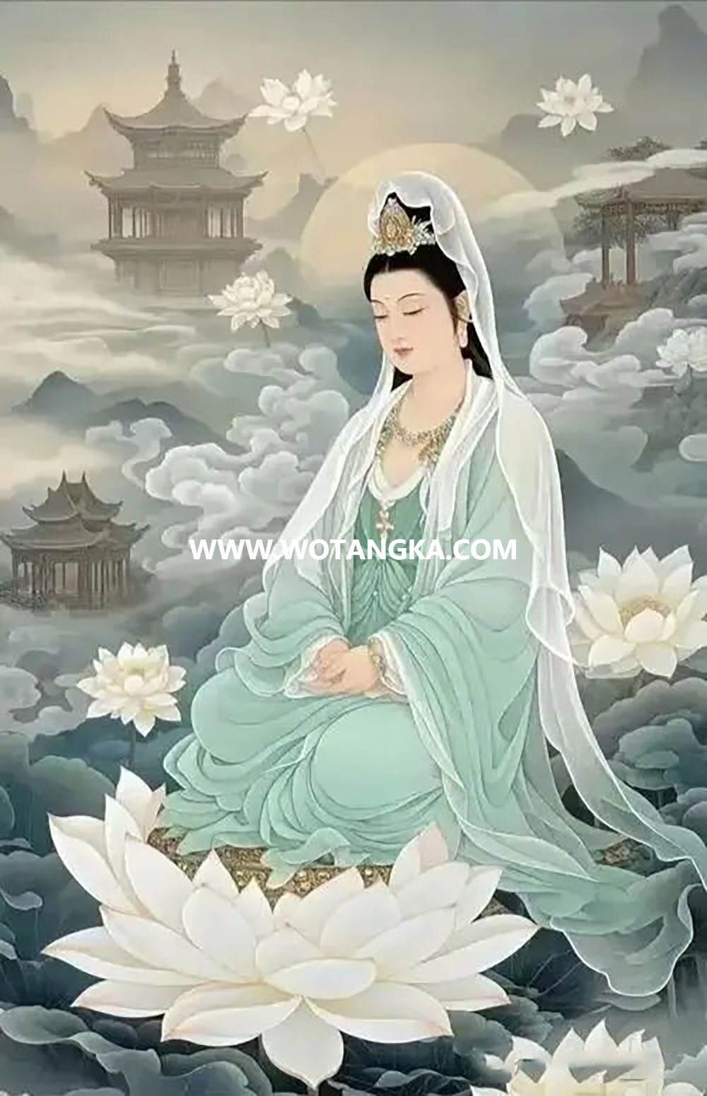 沃唐卡编号AC54312：绿衣观音