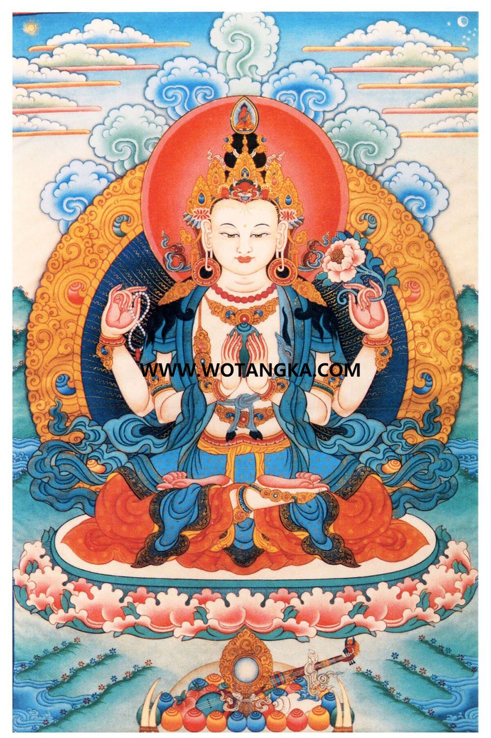 沃唐卡编号AC58631：四臂观音