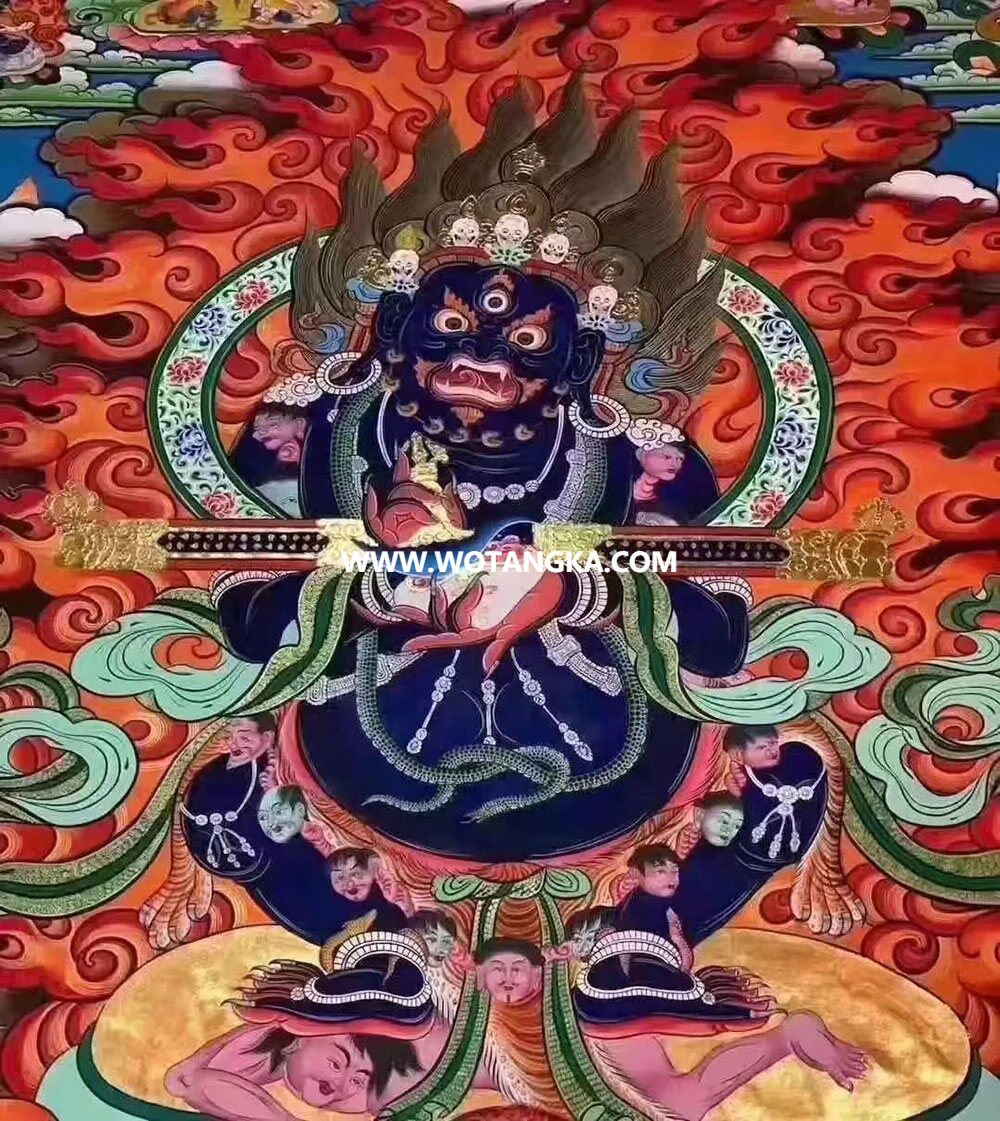 沃唐卡编号AC58664：吉祥觉囊护法·二臂红棒玛哈嘎拉