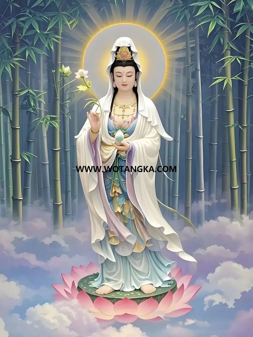 沃唐卡编号AC61243：竹林白衣观音