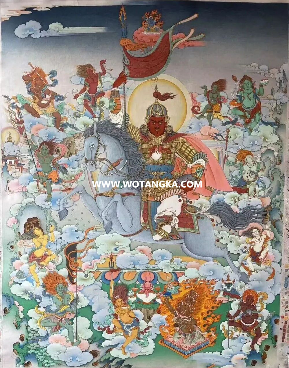 沃唐卡编号AC62953：吉祥觉囊护法—冬马坚护法