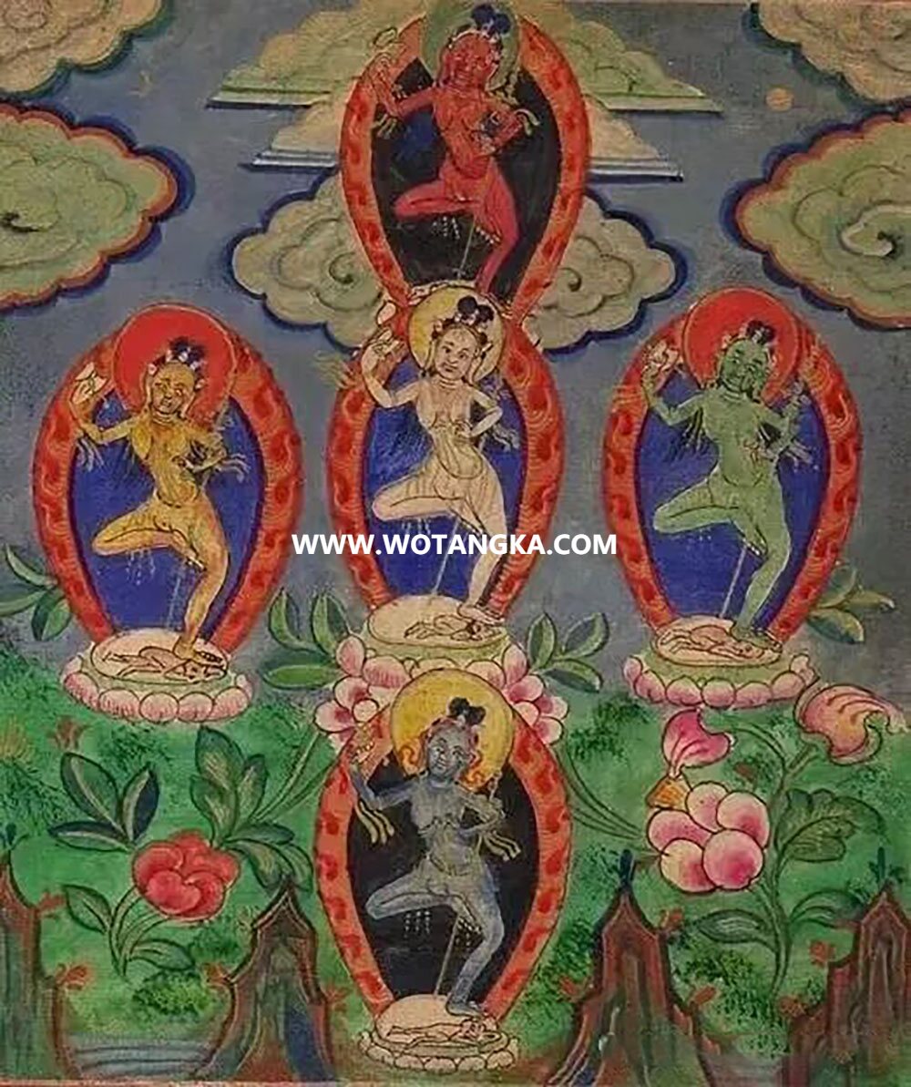 沃唐卡编号AC69753：吉祥觉囊护法·五空行母