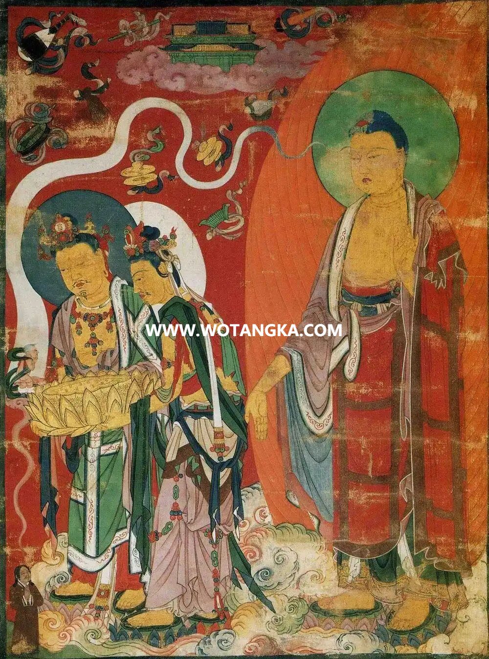 沃唐卡编号AC71886：西方三圣来迎图