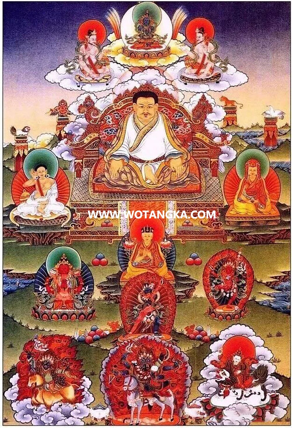 沃唐卡编号AC89941：噶举派祖师皈依境