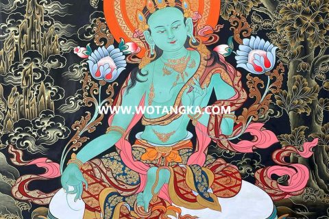 沃唐卡编号AC91246：绿度母