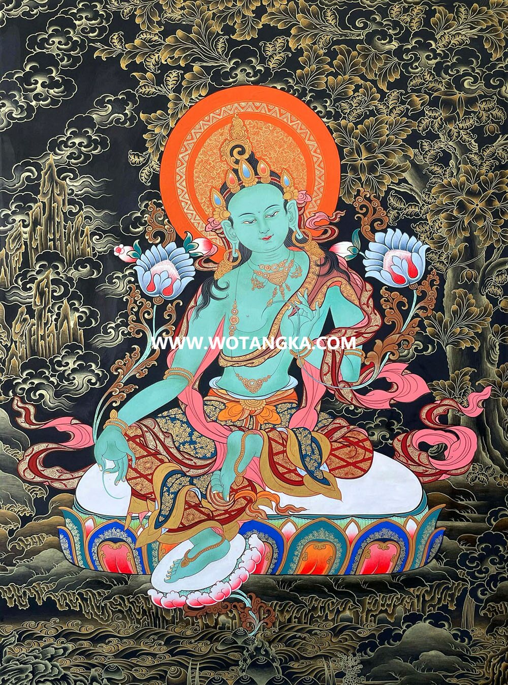 沃唐卡编号AC91246：绿度母