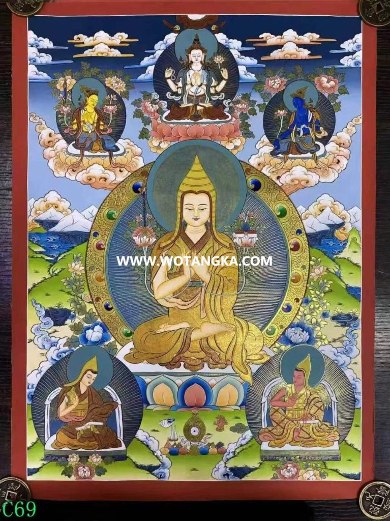 编号138-264197：彩绘唐卡-宗喀巴（76*53CM左右）