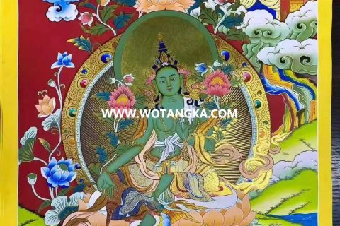 编号138-275319：彩绘唐卡-绿度母（75*52CM左右）