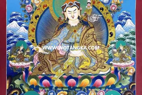 编号138-286491：彩绘唐卡-莲花生大士（80*55CM左右）