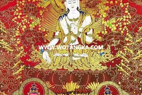 编号138-297536：红金唐卡-白度母·长寿三尊（75*50CM左右）
