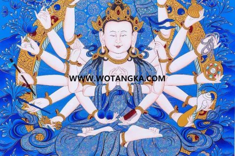 编号138-312659：蓝金唐卡-准提佛母（69*50CM左右）