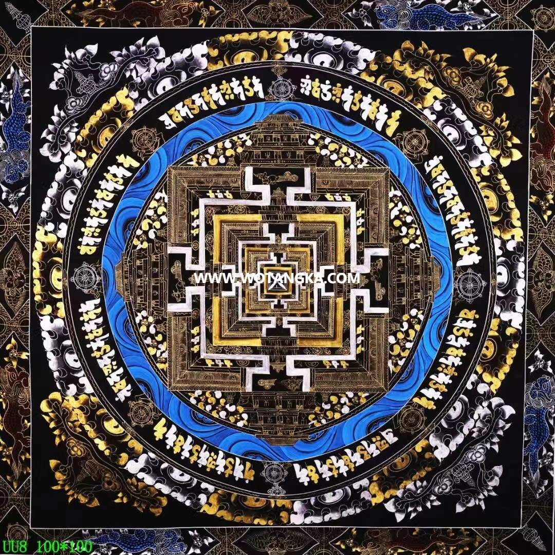 编号138-342138：黑金唐卡-时轮金刚坛城（100*100CM左右）