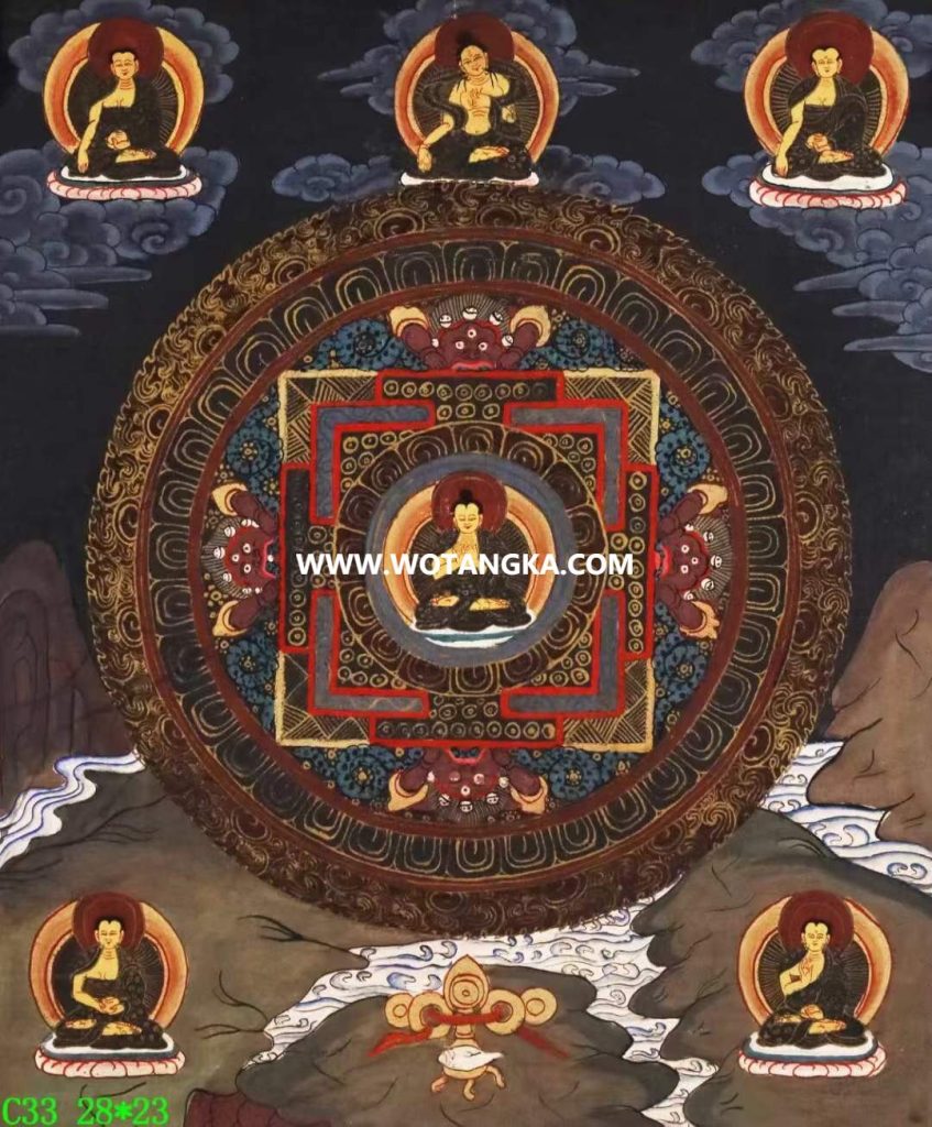 编号138-379436：彩绘唐卡-大日如来·曼茶罗坛城（28*23CM左右）