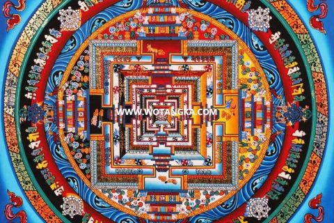 编号138-418627：彩绘唐卡-时轮金刚坛城（30*30CM左右）