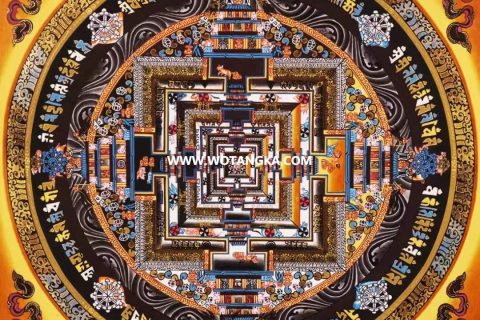 编号138-428627：彩绘唐卡-时轮金刚坛城（30*30CM左右）