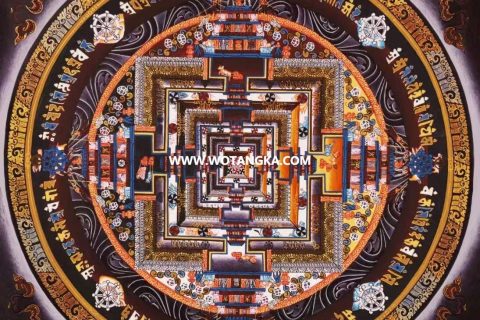 编号138-438627：彩绘唐卡-时轮金刚坛城（30*30CM左右）