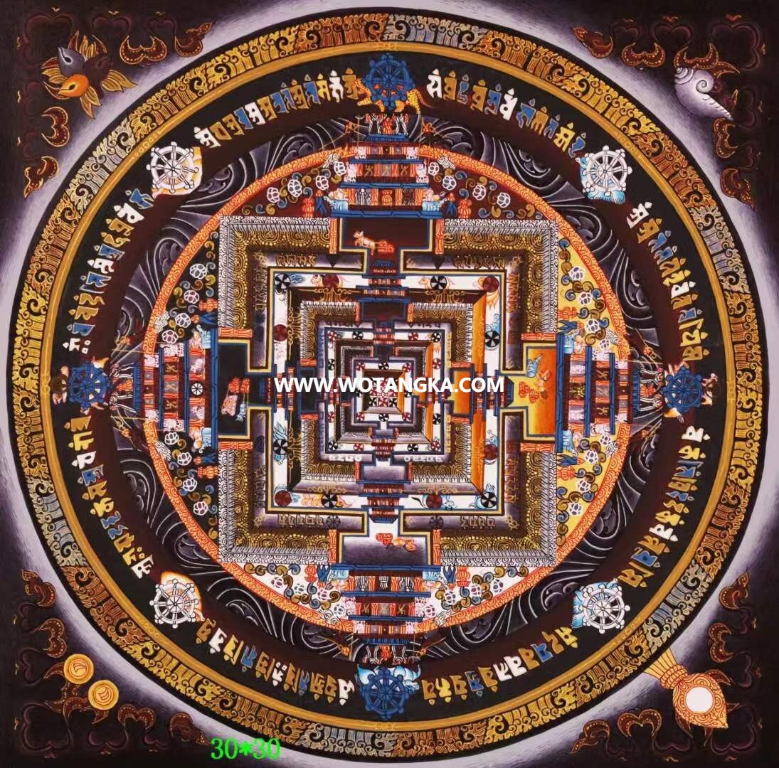 编号138-438627：彩绘唐卡-时轮金刚坛城（30*30CM左右）