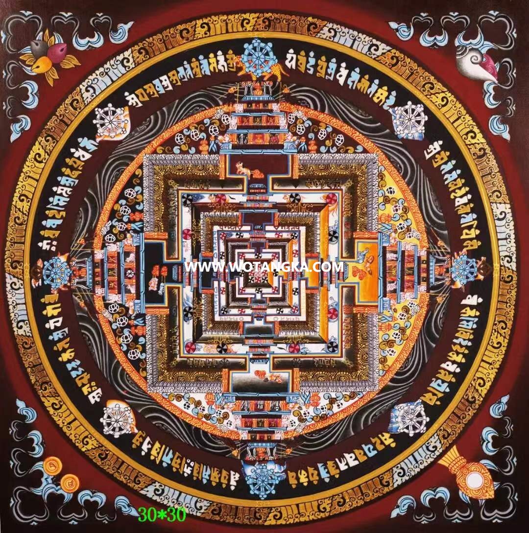 编号138-448627：彩绘唐卡-时轮金刚坛城（30*30CM左右）