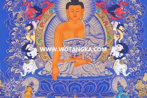 编号138-452239：蓝金唐卡-释迦牟尼佛（75*50CM左右）