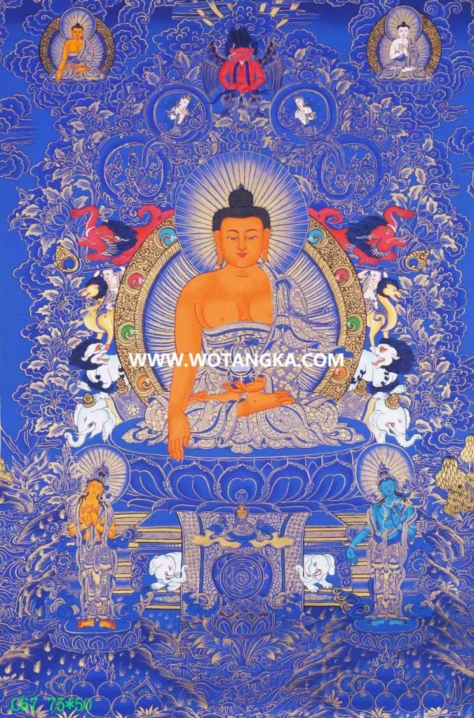 编号138-452239：蓝金唐卡-释迦牟尼佛（75*50CM左右）