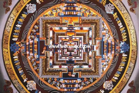 编号138-458627：彩绘唐卡-时轮金刚坛城（30*30CM左右）