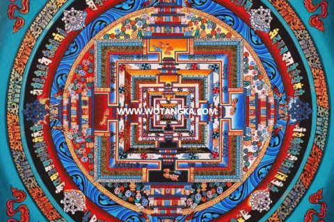 编号138-468627：彩绘唐卡-时轮金刚坛城（30*30CM左右）