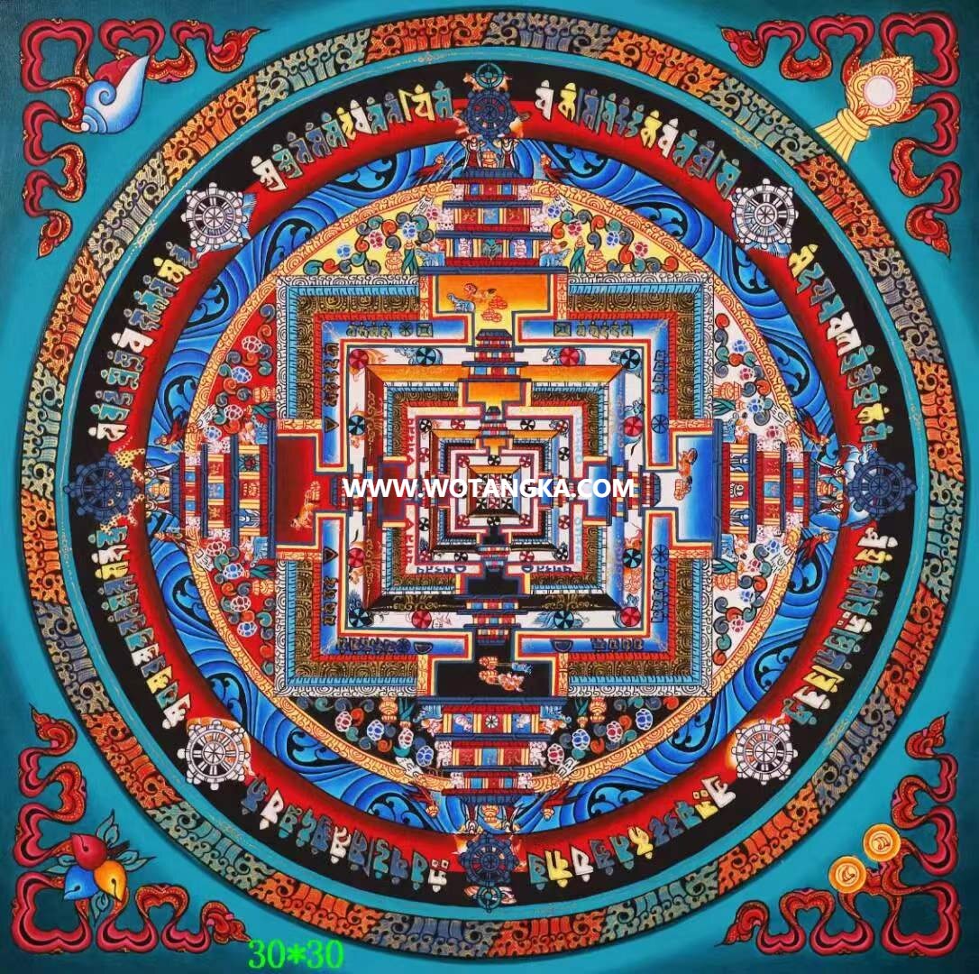 编号138-468627：彩绘唐卡-时轮金刚坛城（30*30CM左右）