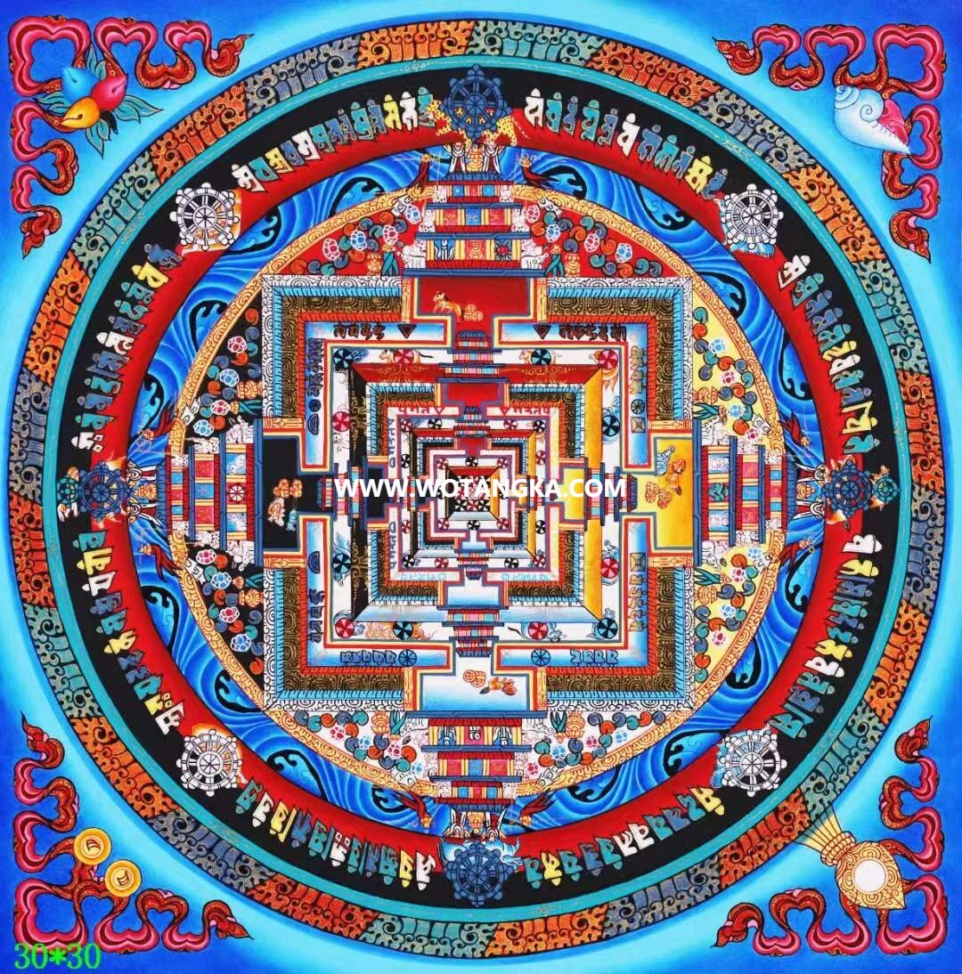 编号138-478627：彩绘唐卡-时轮金刚坛城（30*30CM左右）
