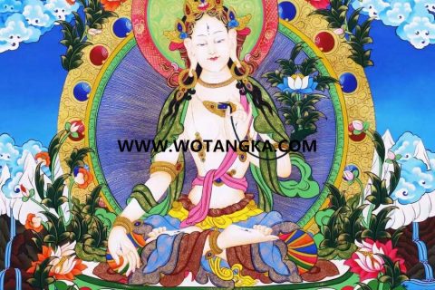 编号138-496513：彩绘唐卡-白度母·长寿三尊（151*101CM左右）