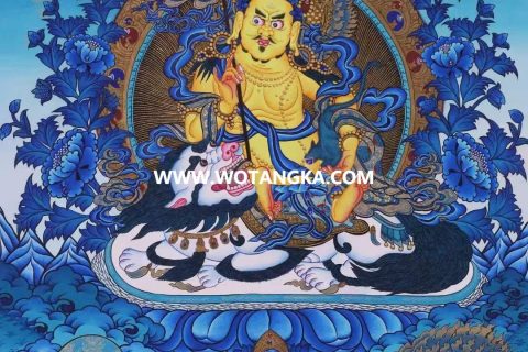 编号138-534961：蓝金唐卡-财宝天王（65*47CM左右）