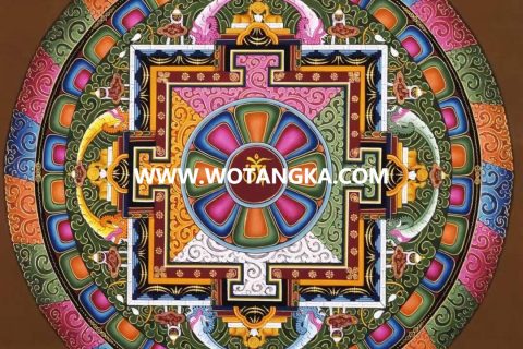 编号138-584196：彩绘唐卡-吉祥八宝坛城（80*50CM左右）