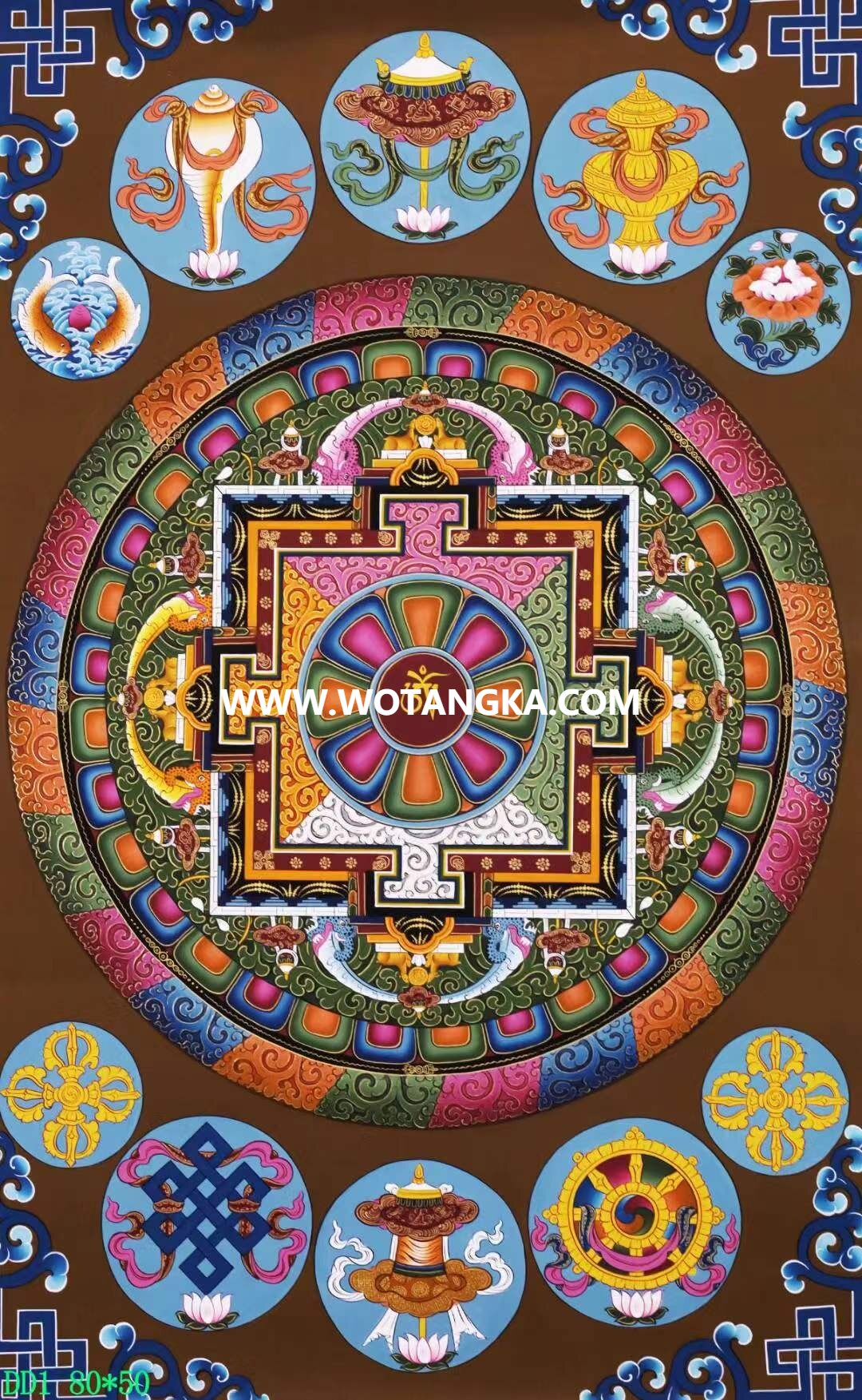 编号138-584196:彩绘唐卡-吉祥八宝坛城(80*50CM左右)