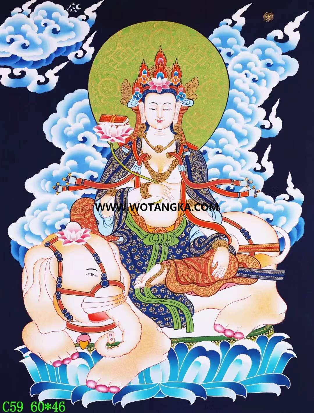 编号138-617435：彩绘唐卡-普贤菩萨（60*46CM左右）