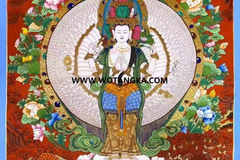 编号138-651284：彩绘唐卡-千手观音·三怙主（72*54CM左右）