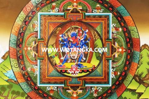 编号138-673591：彩绘唐卡-胜乐金刚坛城（99*68CM左右）