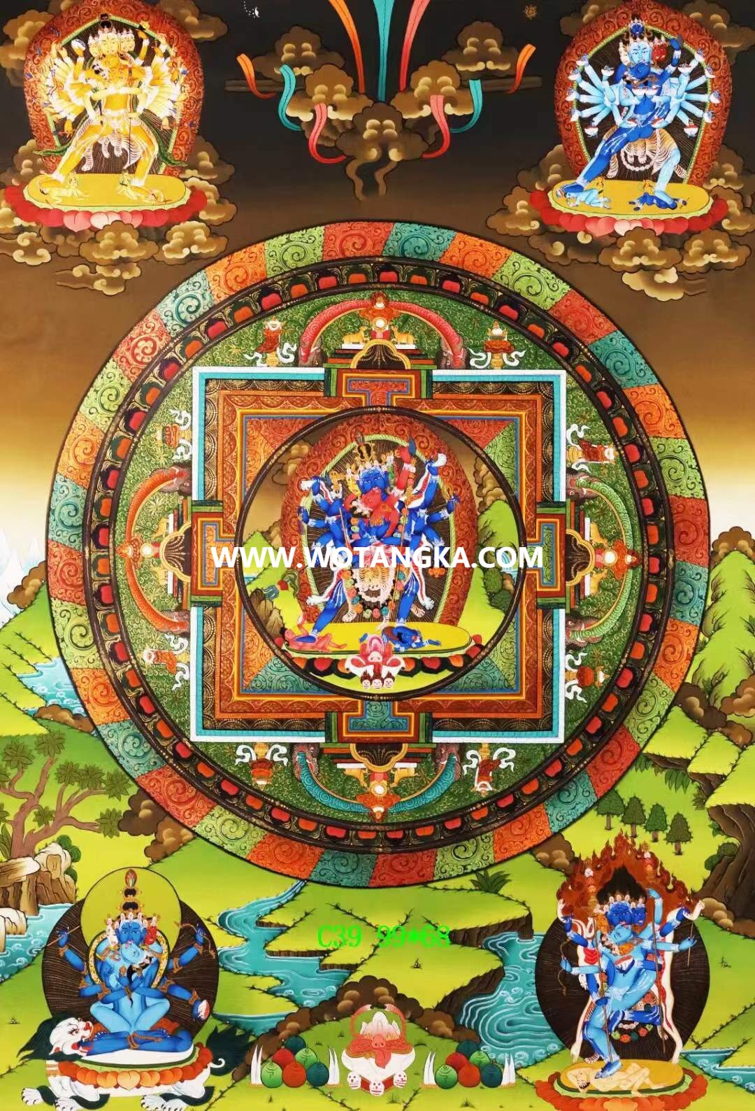 编号138-673591：彩绘唐卡-胜乐金刚坛城（99*68CM左右）