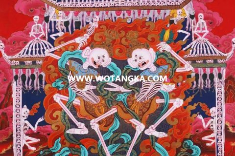 编号138-695173：红金唐卡-尸陀林主（74*52CM左右）
