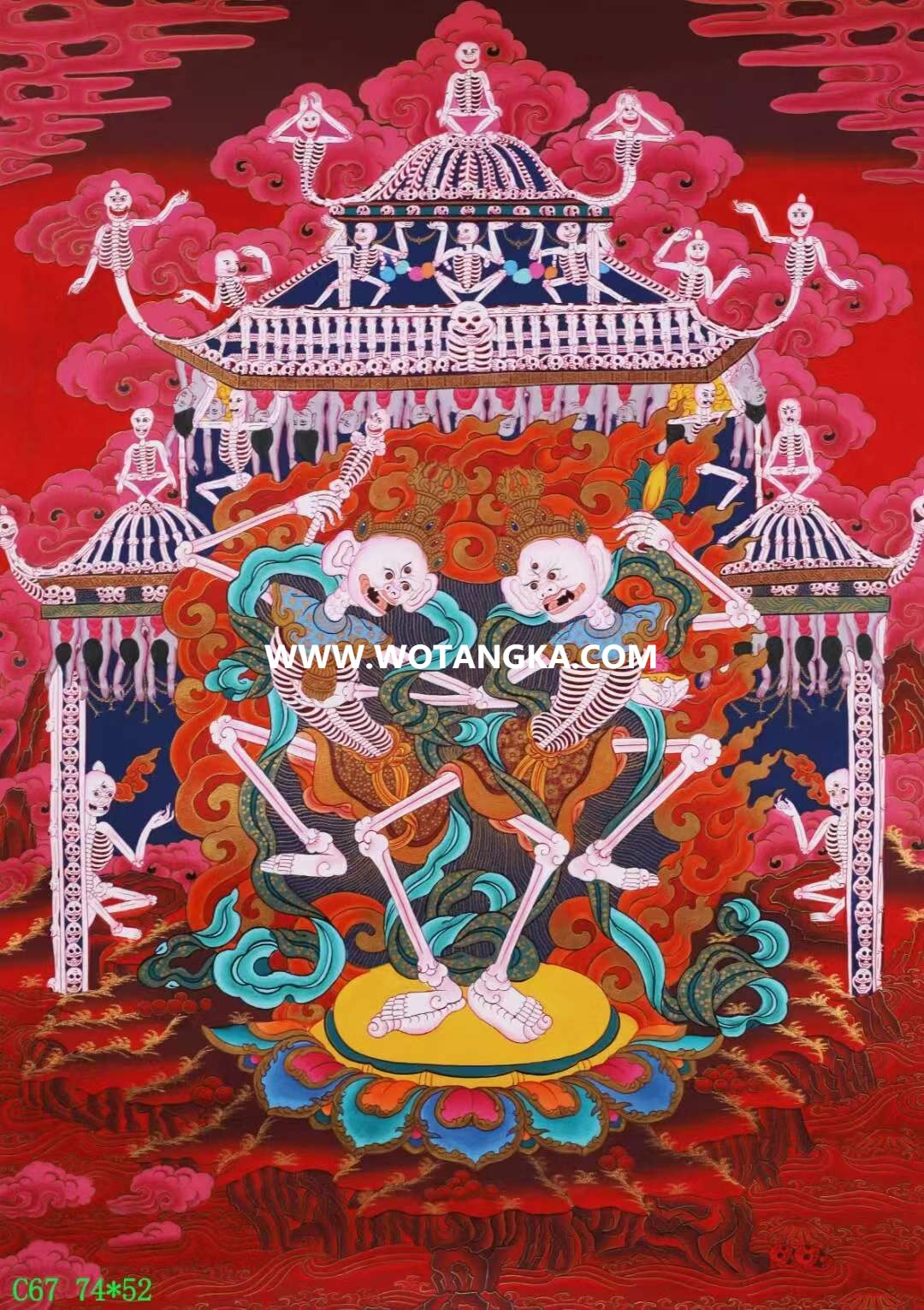 编号138-695173：红金唐卡-尸陀林主（74*52CM左右）