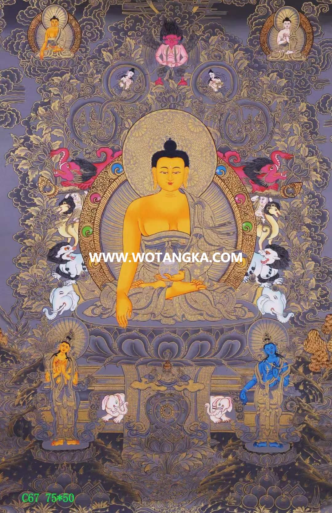 编号138-715936：彩绘唐卡-释迦牟尼佛（75*50CM左右）