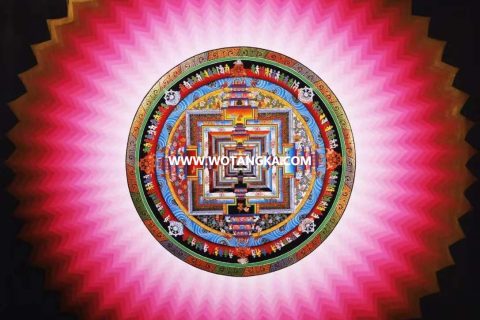 编号138-716328：彩绘唐卡-时轮金刚坛城（100*100CM左右）